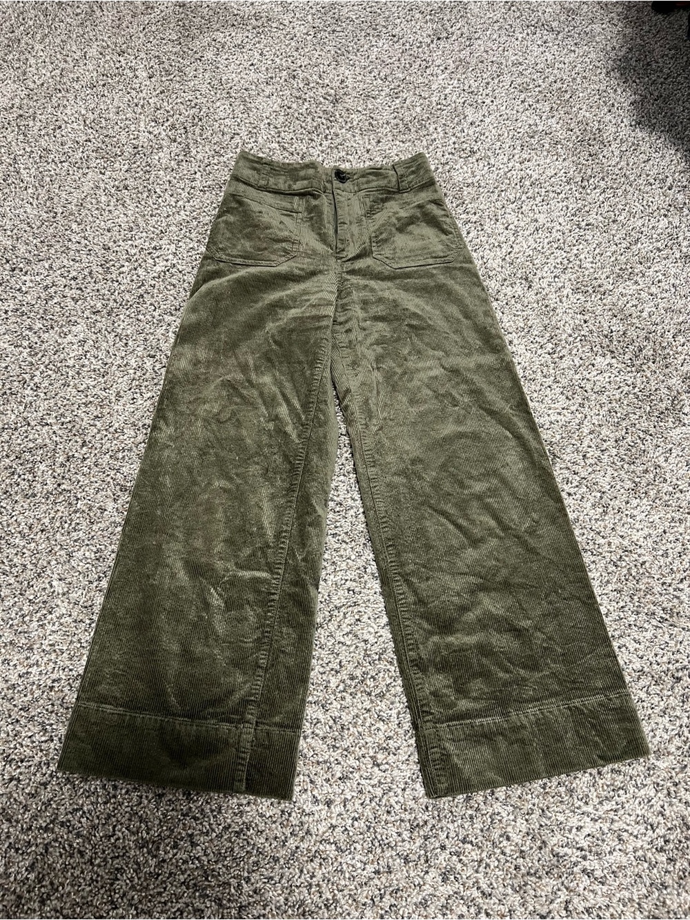 Anthropologie Olive Green Wide-Leg Corduroy Pants The Colette